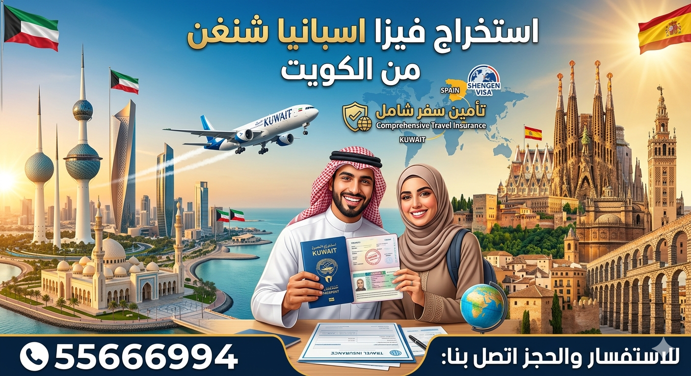 حجز موعد فيزا اسبانيا من الكويت مع شرح خطوات استخراج تأشيرة شنغن وتجهيز الملف للسفارة الإسبانية